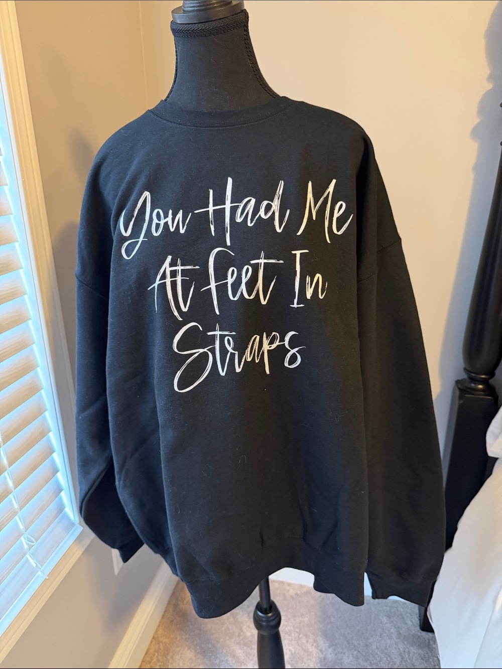 Gildan Black Crewneck Sweatshirt with White Script for Pilates